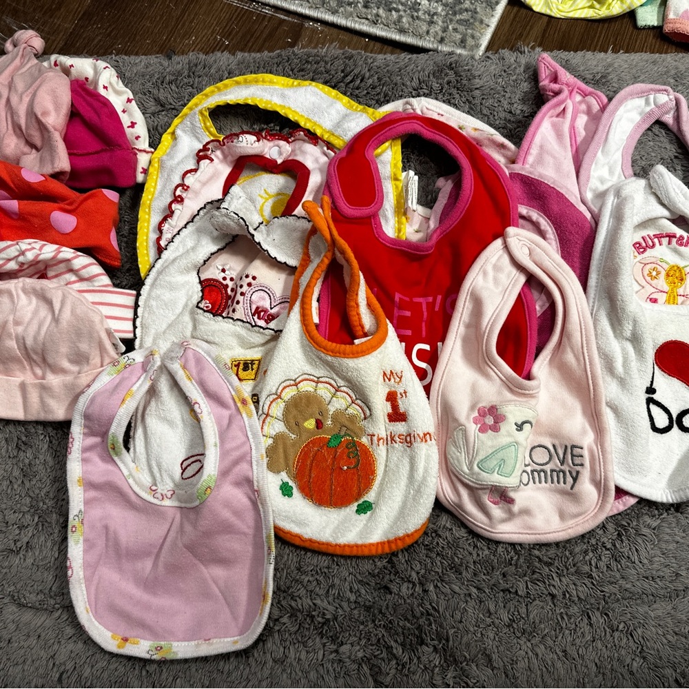 BABY BIB AND BEANIE LOT